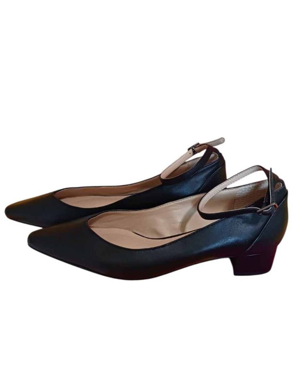 Franco Sarto Leather Pointed-Toe Ankle Strap Low Heel Shoes Size 8 - Picture 14 of 15